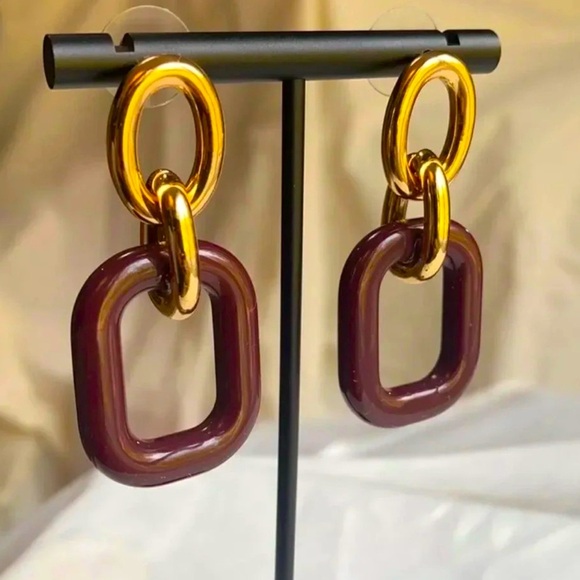 Anthropologie Burgundy Drop Earrings - Picture 1 of 3